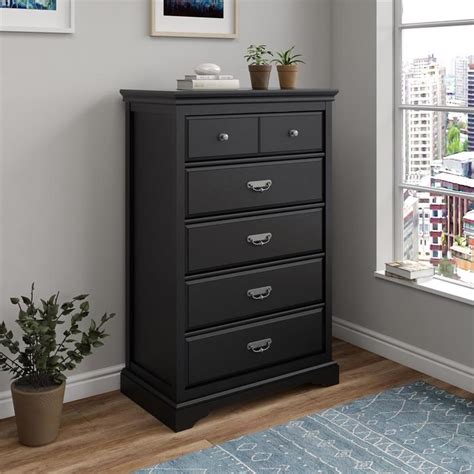 5 drawer black dresser